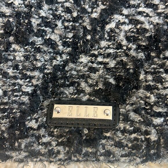 Elle Womens Hobo Shoulder Bag Ribbon Bow Details Lined Zip Closure Black - Picture 6 of 9